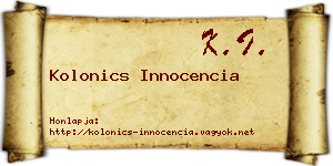 Kolonics Innocencia névjegykártya